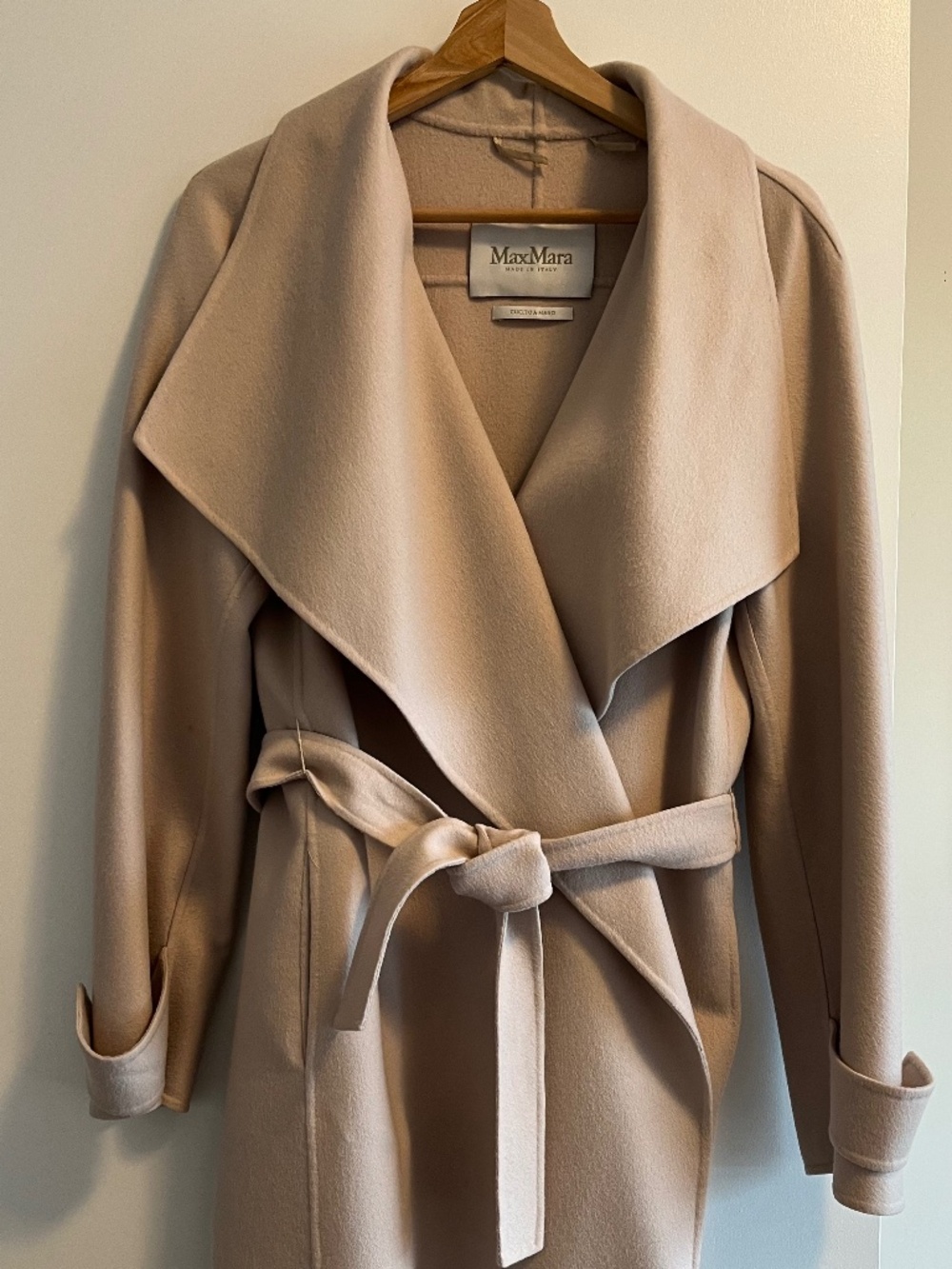 ‘S Max Mara Arona Double-Faced Virgin Wool Wrap Coat - Beige, Size 42 EU/12 CA